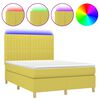 vidaXL Боксспринг легло с матрак и LED, зелено, 140x200 см, плат