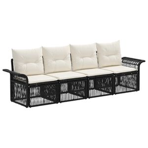 vidaXL Градински Софа Комплект 4 pcs Черно полиратан