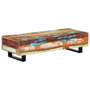 vidaXL Маса за кафе, 120x50x30 см, регенерирано дърво масив и стомана