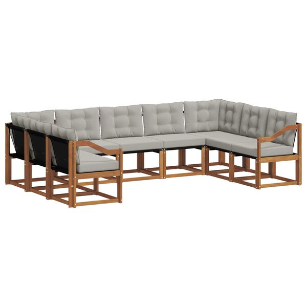 vidaXL Комплект дивани за открито 9 pcs Естествено и светло сиво