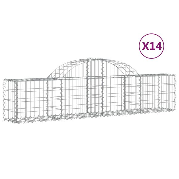 vidaXL Габионни кошници арка 14 бр 200x30x40/60 см поцинковано желязо