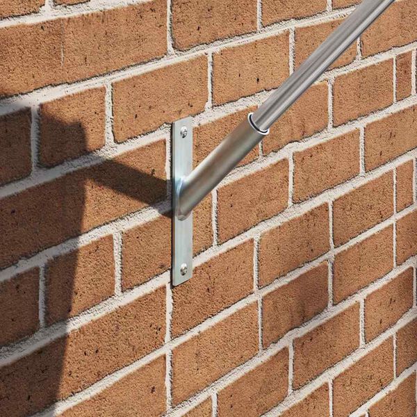 vidaXL Держател за флагово стълбче Сребрист 15 x 3 см Стомана