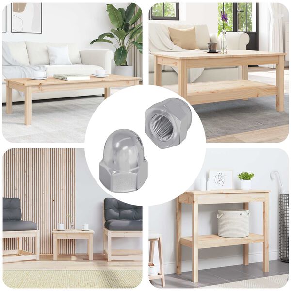 vidaXL Железни гайки 2 pcs Сребрист 12,8 х 12,8 х 6,5 см Стомана