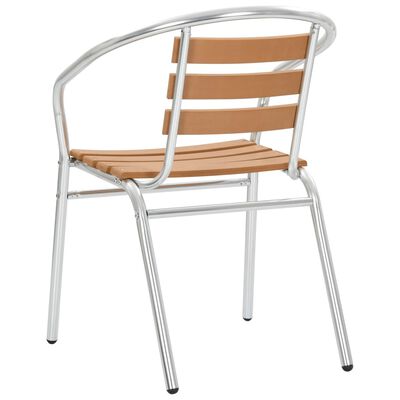 vidaXL Стифиращи градински столове, 4 бр, алуминий и WPC, сребристи