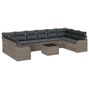 vidaXL Градински Софа Комплект Сив 55 x 55 x 37 см полиратан