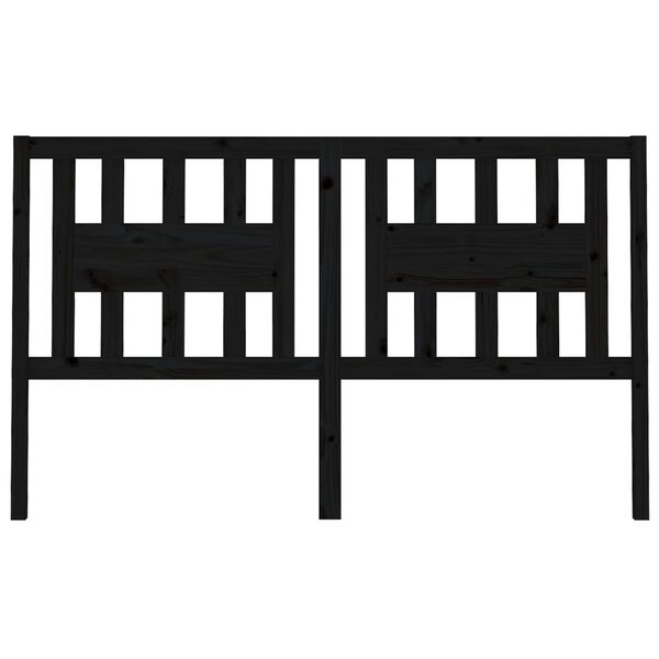 vidaXL Табла за спалня, черна, 206x4x100 см, бор масив