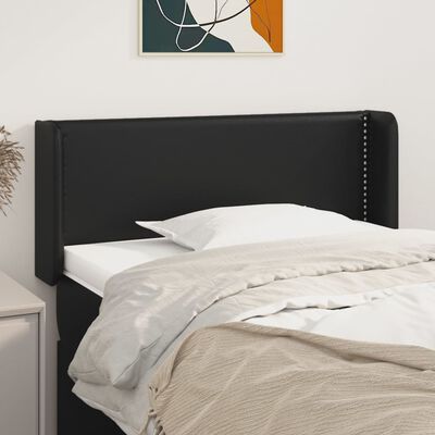 vidaXL Горна табла за легло, черна, 83x16x78/88 см, изкуствена кожа