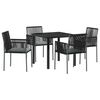 vidaXL Комплект за хранене в градината 5 pcs Черно ПЕ ратан
