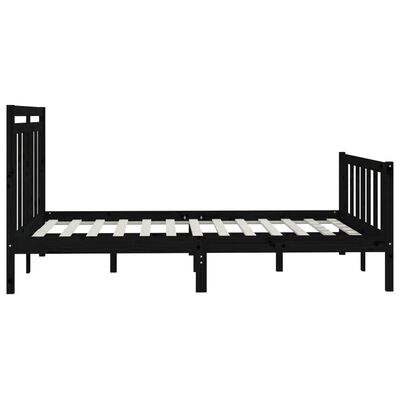 vidaXL Рамка за легло, черна, бор масив, 160х200 см