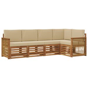 vidaXL Комплект секционен диван с възглавница 4 pcs Натурално