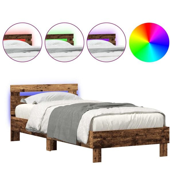 vidaXL Рамка за легло Старо дърво 90 x 200 cm Инженерно дърво