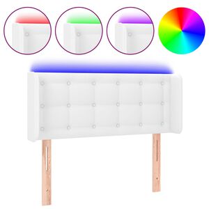vidaXL LED горна табла за легло, бяла, 83x16x78/88 см, изкуствена кожа