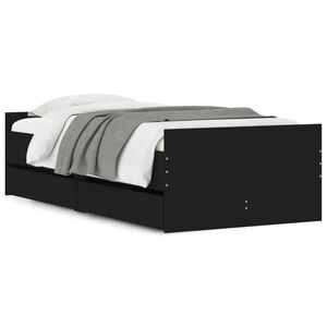 vidaXL Рамка за легло с чекмеджета черно 75x190 см Small Single