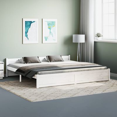 vidaXL Рамка за легло, бяла, дърво масив, 200x200 см
