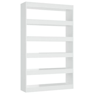 vidaXL Библиотека/разделител за стая, бял гланц, 100x30x166 см