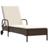 vidaXL Шезлонги с възглавници, 2 бр, кафяви, полиратан