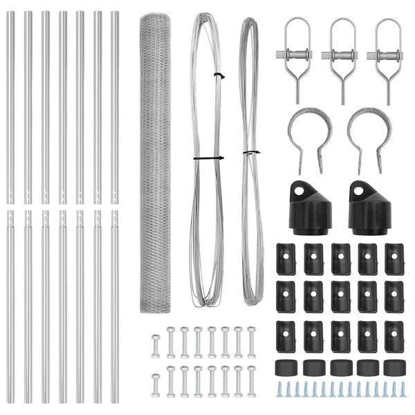 vidaXL Стълб за ограда. Сребрист 10 x 1,5 м (25 мм мрежа) Стомана
