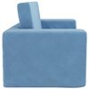 vidaXL Детско диванче-легло, 2-местно, синьо, мек плюш