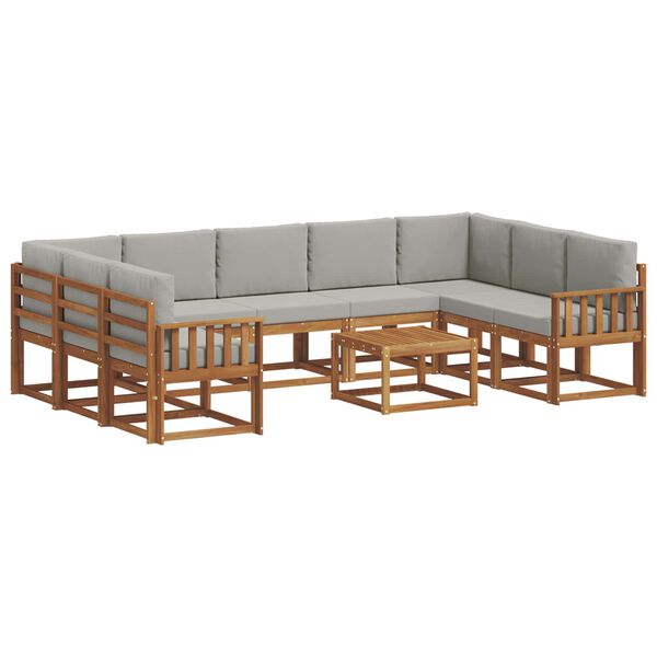 vidaXL Комплект дивани за открито 10 pcs Естествено и светло сиво