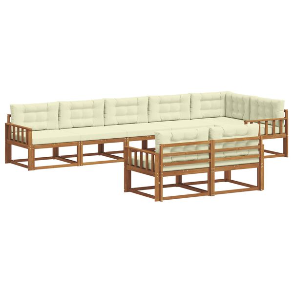 vidaXL Комплект дивани за открито 8 pcs Натурален и Крема