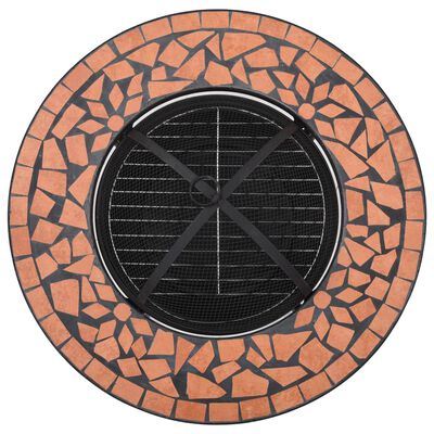 vidaXL Мозаечна маса с огнище, теракота, 68 см, керамика