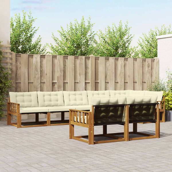 vidaXL Комплект дивани за открито 8 pcs Натурален и Крема