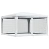 vidaXL Шатра за партита с 4 мрежести стени, 4x4 м, бяла