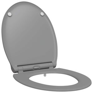 vidaXL Тоалетна седалка Сиво 45,5 x 37,5 x 3,8 см Дуропласт