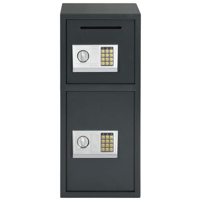 vidaXL Цифров сейф с двойна врата, тъмносив, 35x31x80 см