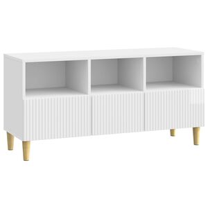vidaXL ТВ шкаф 102 x 34,5 x 50 см Бял гланц Инженерна дървесина