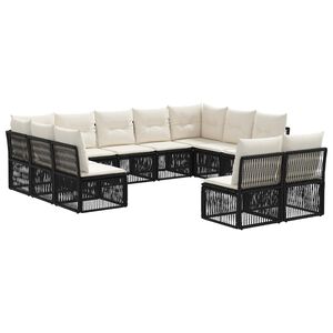 vidaXL Градински Софа Комплект 11 pcs Черно полиратан