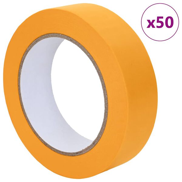vidaXL Ленти за маскиране на художници 50 pcs Жълто 25мм x 50м Хартия