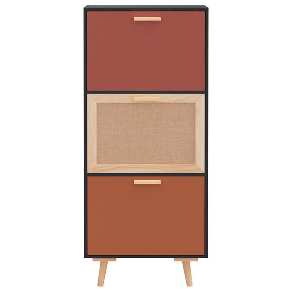 vidaXL Шкаф за обувки, черен, 52x25x120 см, инженерно дърво