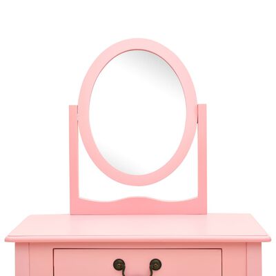 vidaXL Тоалетка с табуретка, розова, 65x36x128 см, пауловния, МДФ