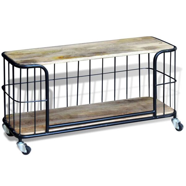 vidaXL Шкаф за телевизор, твърдо мангово дърво, 100x40x45 cм