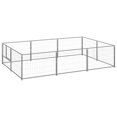 vidaXL Клетка за кучета, сива, 6 м², стомана