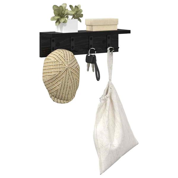 vidaXL Стенен закачалка за палта с рафт Черен дъб 40 x 10.5 x 10.5 см