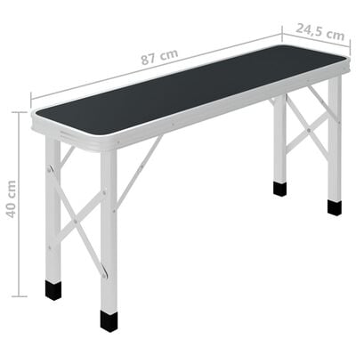vidaXL Сгъваема къмпинг маса с 2 пейки, алуминий, сива