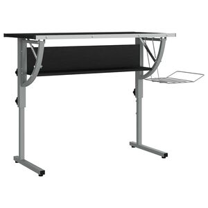 vidaXL Бюро черно и сиво 110x53x(58-87) см инженерно дърво и стомана