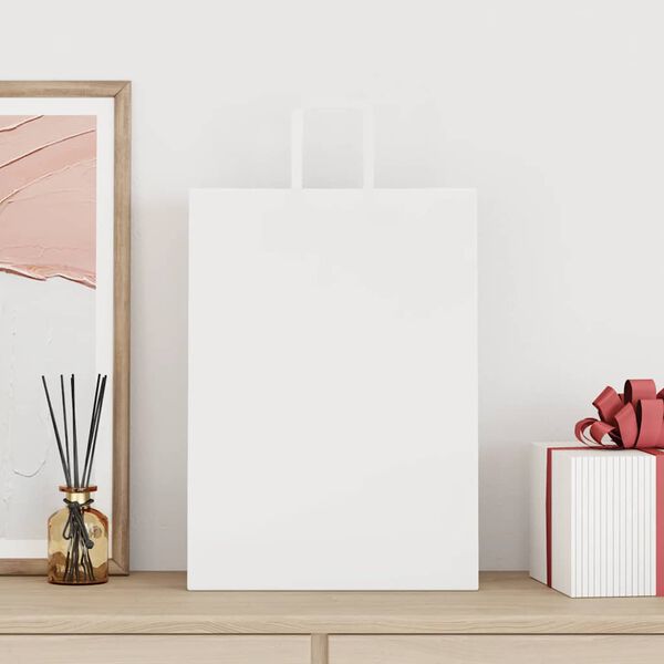 vidaXL Хартиени торбички 50 бр с дръжки бели 32x17x44 см