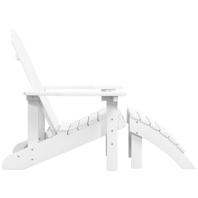 vidaXL Градински стол Adirondack с табуретка, HDPE, бял