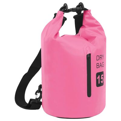 vidaXL Суха торба с цип, розова, 15 л, PVC