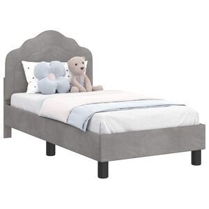 vidaXL Легло за малко с главна дъска Светлосиво 70 x 140 cm Кадифе