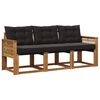 vidaXL Комплект дивани за открито 3 pcs Естествено и черно