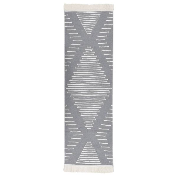 vidaXL Килим, тъмносив, 80x300 см, памук