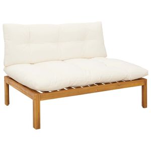 vidaXL Среден диван Естествено и кремаво бяло 120 x 80 x 82 см