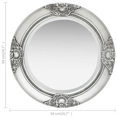 vidaXL Стенно огледало, бароков стил, 50 см, сребристо
