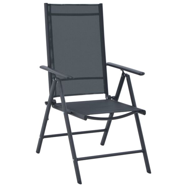 vidaXL Бистро комплект, 3 части, алуминий и textilene, черен