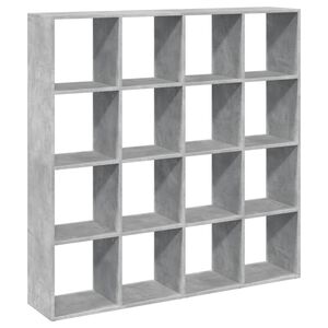 vidaXL Библиотека, бетонно сива, 137,5x29x137,5 см, инженерно дърво