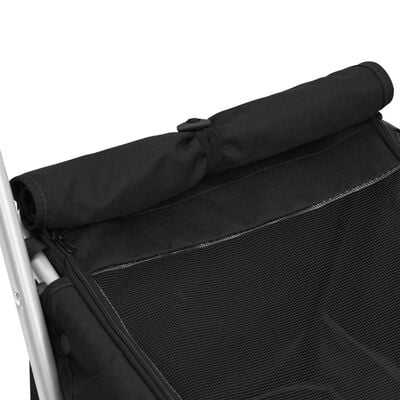 vidaXL Сгъваема количка за кучета, черна, 100x49x96 см, ленен плат